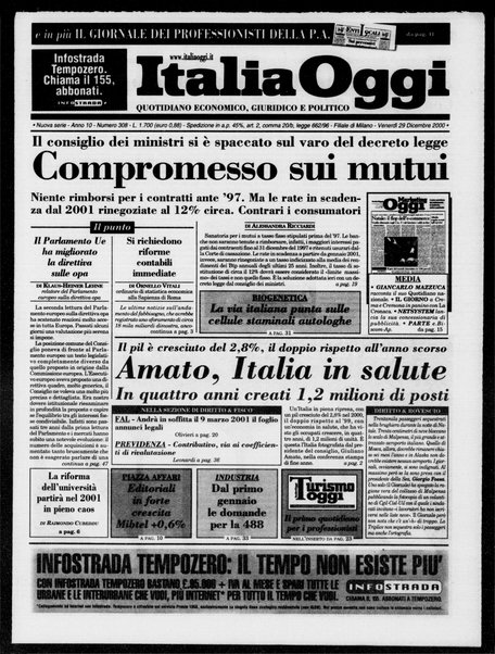 Italia oggi : quotidiano di economia finanza e politica